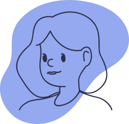 hand drawn simple image of a person with long hair on a blue background