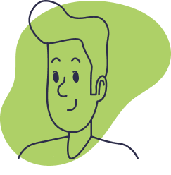 hand drawn simple image of a person with short hair on a green background