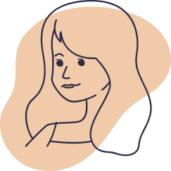 hand drawn simple image of a person with long hair on a tan background