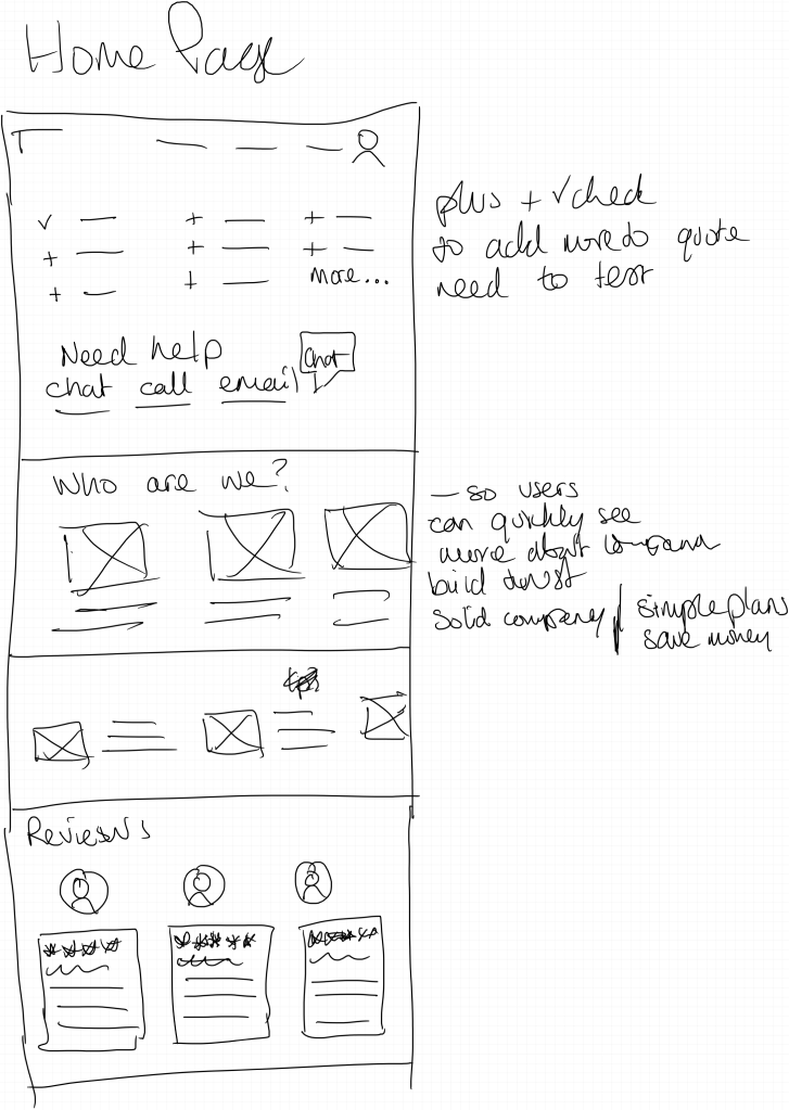 Insuranceful wireframe sketch 1